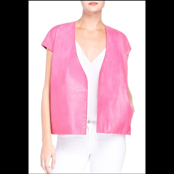 J BRAND Eberhardt Italian Lamb Leather Pink Vest S